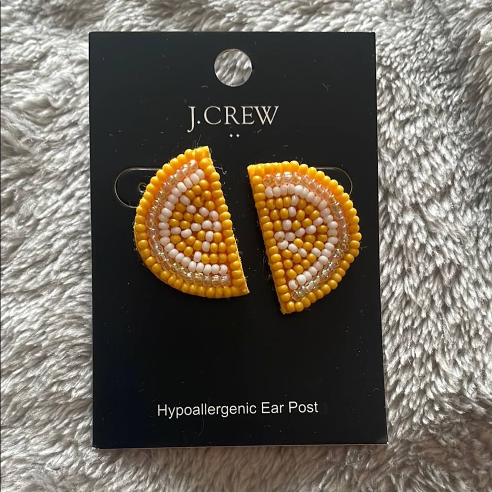 J.Crew Yellow Lemon Slice Beaded Earrings